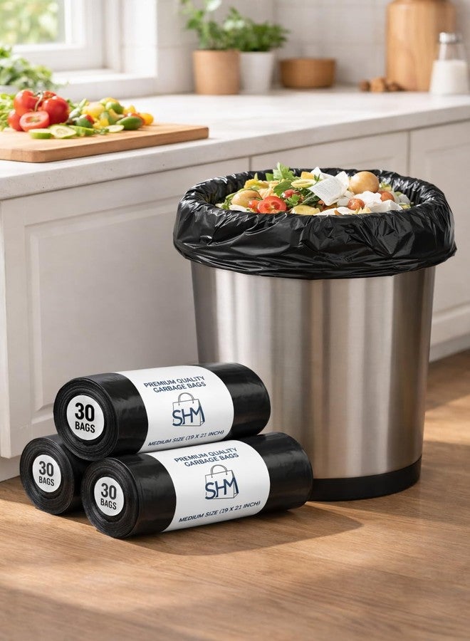 SHM Garbage Bags Medium Size (19 x 21 Inch) | 30 Bags per Roll x 6 Rolls | 180 Bags | Strong Black Dustbin Bags for Home & Kitchen | Leak Proof Waste Bags for Home, Kitchen & Office - Image 3